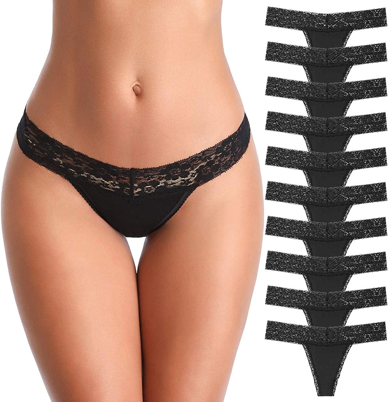 Ceseboo Thongs for Women Cotton Thongs Womens Thongs Panties 10 Pack - Multicolored G / Medium