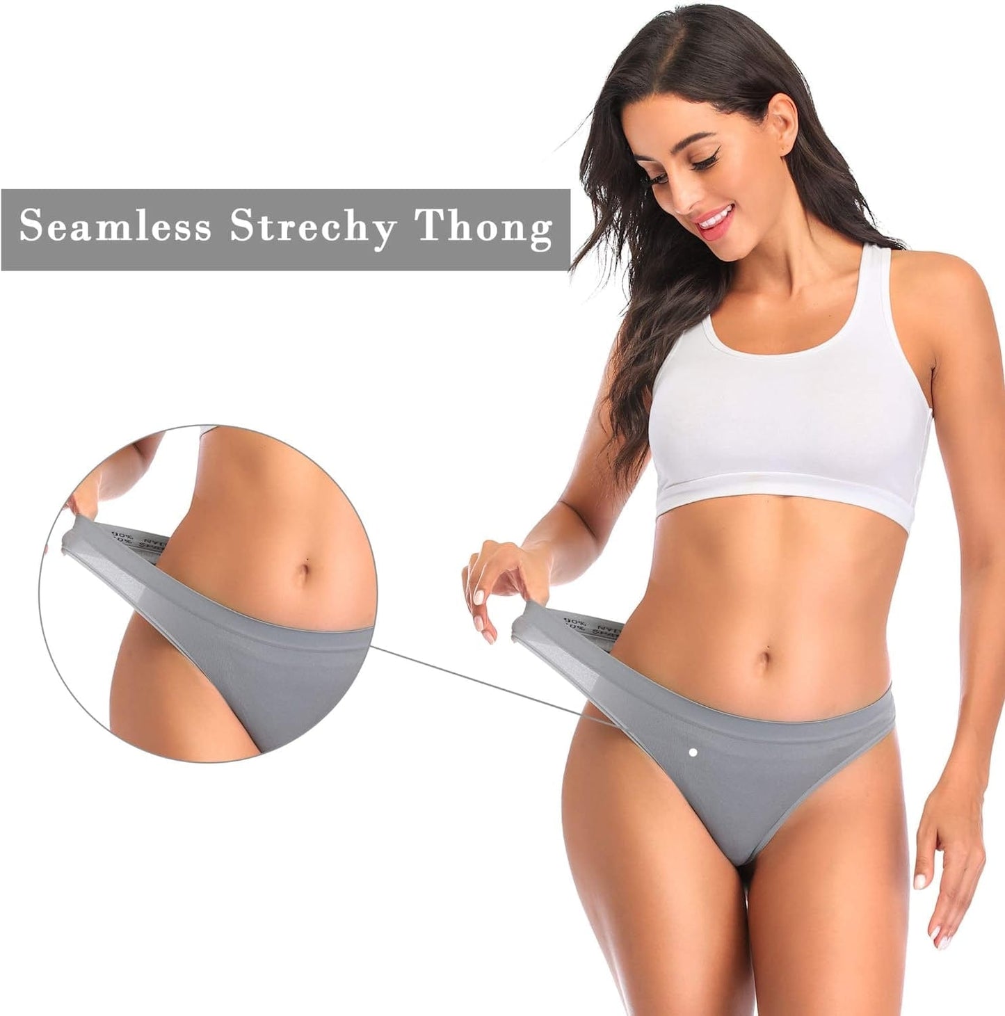 Ceseboo Thongs for Women, Womens Thongs Seamless Thongs Underwear for Women Low Waist No Show Thong 10 Pack - Multicolored C / X-Large-XX-Large