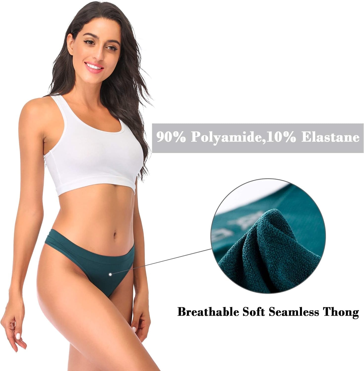 Ceseboo Thongs for Women, Womens Thongs Seamless Thongs Underwear for Women Low Waist No Show Thong 10 Pack - Multicolored C / X-Large-XX-Large