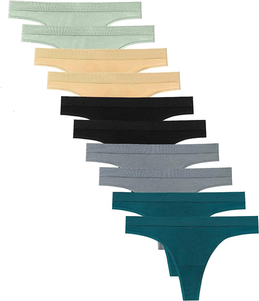 Ceseboo Thongs for Women, Womens Thongs Seamless Thongs Underwear for Women Low Waist No Show Thong 10 Pack - Multicolored C / X-Large-XX-Large