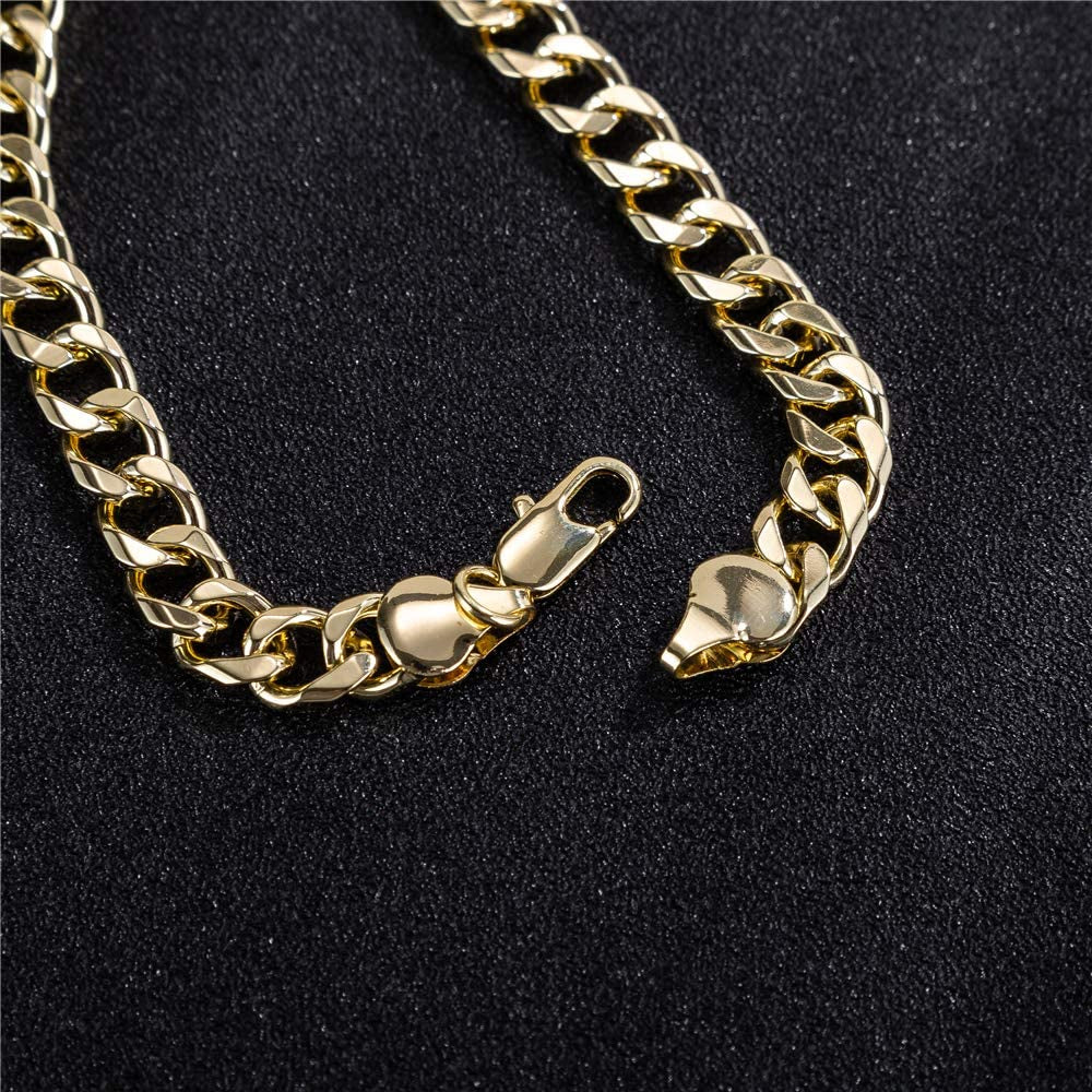 Gold Cuban Link Anklet Bracelet for Women Men, 7Mm Wide 14K Gold / 18K Gold / White Gold Plated Diamond Cut Curb Chain Ankle Bracelets for Women Men 9 10 11 Inches Apparel & Accessories > Jewelry > Anklets kelistom