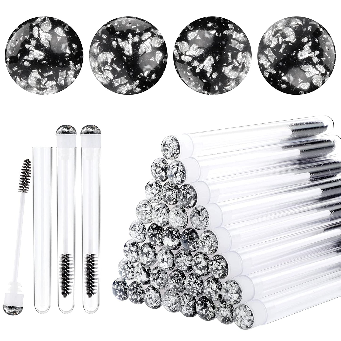 Dming 10Pcs Eyelash Brush Lash Wand Makeup Tool Eyelash Extension Supplies Cleaning Brush Diamond Mascara Mix Color Health & Beauty > Personal Care > Cosmetics > Cosmetic Tools > Makeup Tools Dming foil black 50 Count (Pack of 1)