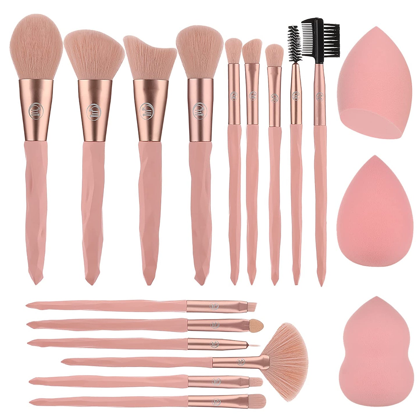 Makeup Brushes 15Pcs Makeup Brush Set with 3Pcs Makeup Sponge Soft Synthetic Hair Face Make up Brush Tools for Foundation, Powder, Eyeshadow, Eyebrow, Eyeliner, Blending (Blue)… Health & Beauty > Personal Care > Cosmetics > Cosmetic Tools > Makeup Tools 111 Pink