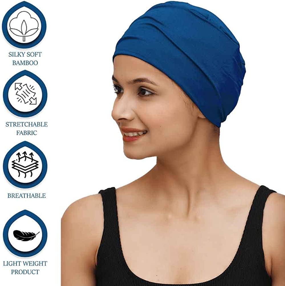 SAKUCHI Chemo Hats Solid Sleep Cap Women'S Bamboo Soft Headwear Cancer Cap Apparel & Accessories > Clothing Accessories > Headwear SAKUCHI