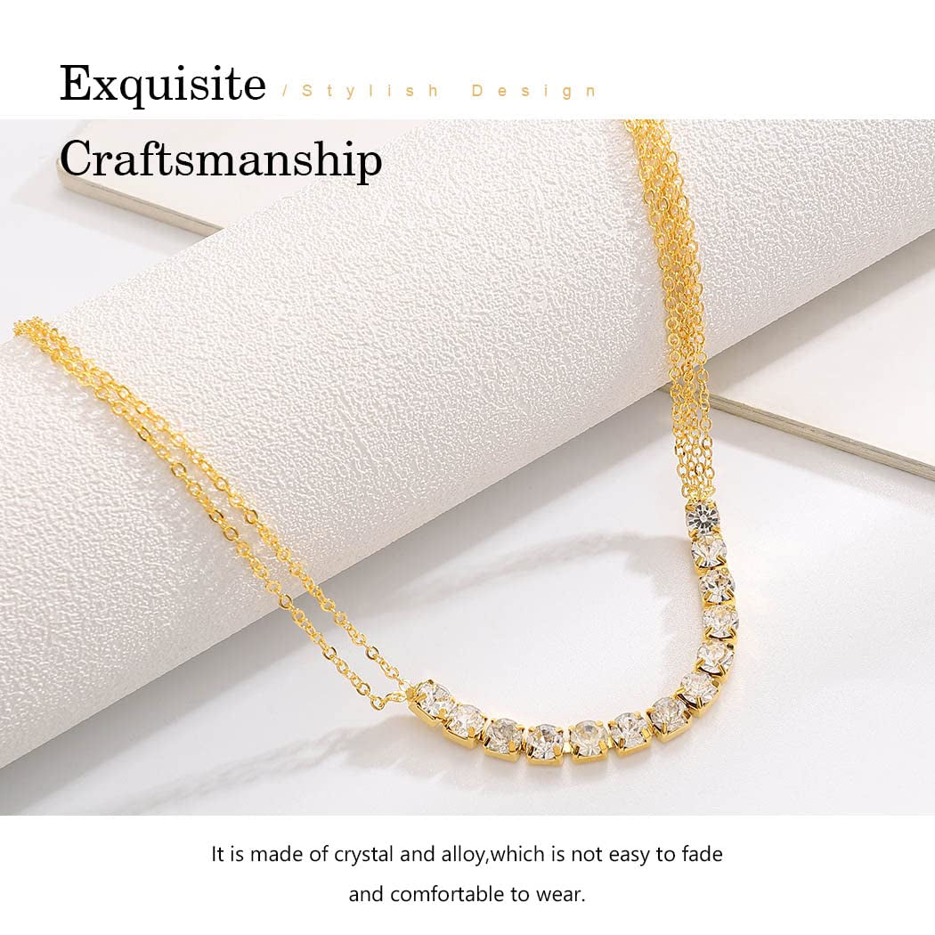 Bodiy Crystal Body Chains Bra Gold Rhinestones Chest Chain Bikini Rave Party Club Body Jewelry Sparkly Accessories for Women and Girls (Gold-3) Apparel & Accessories > Jewelry > Body Jewelry BODIY