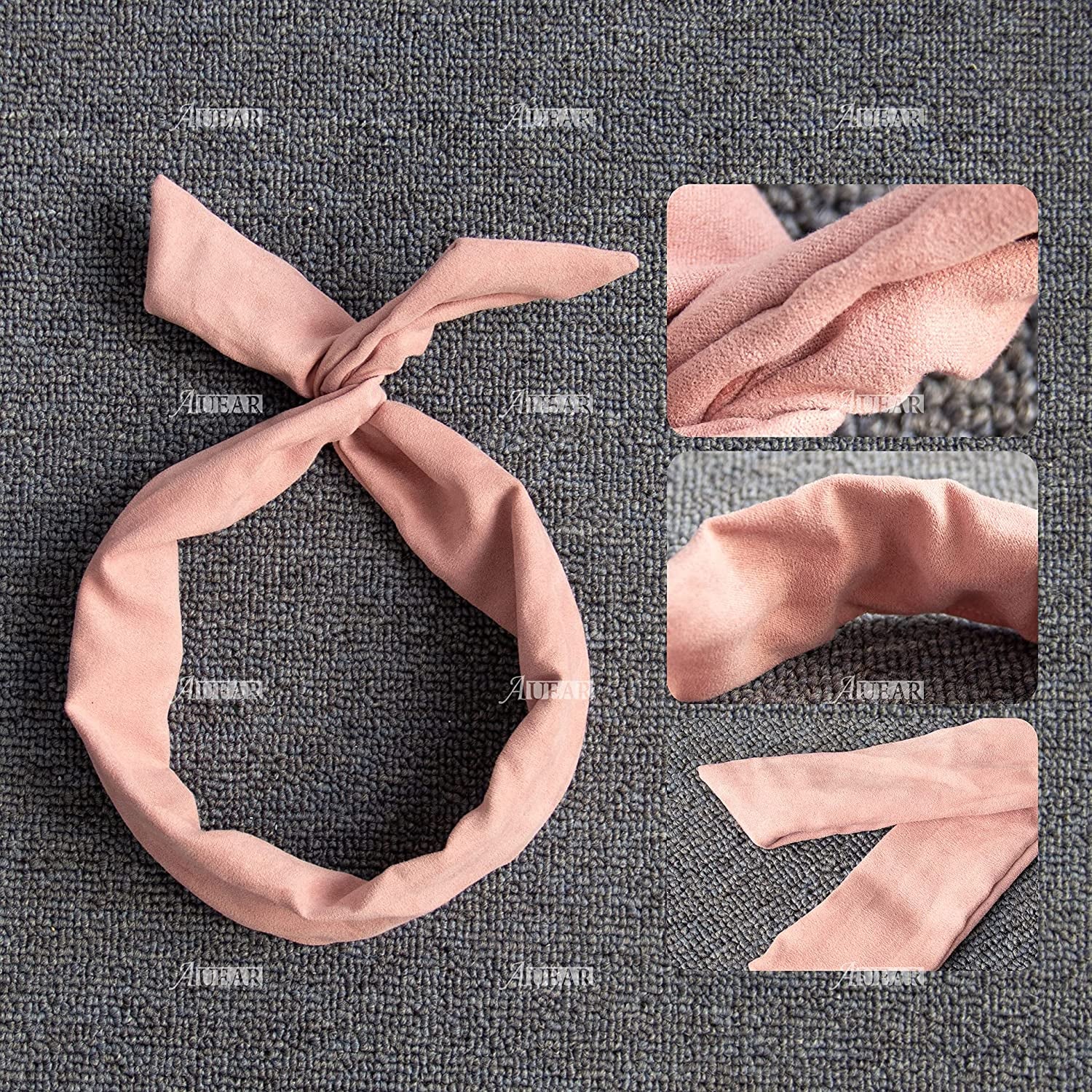 AUEAR, 9 Pack Solid Color Twist Bow Headband Wired Hair Tie Wire Headbands Rabblte Ear Bow Head Wraps for Women Girls Hair Accessories Apparel & Accessories > Clothing Accessories > Bandanas & Headties AUEAR