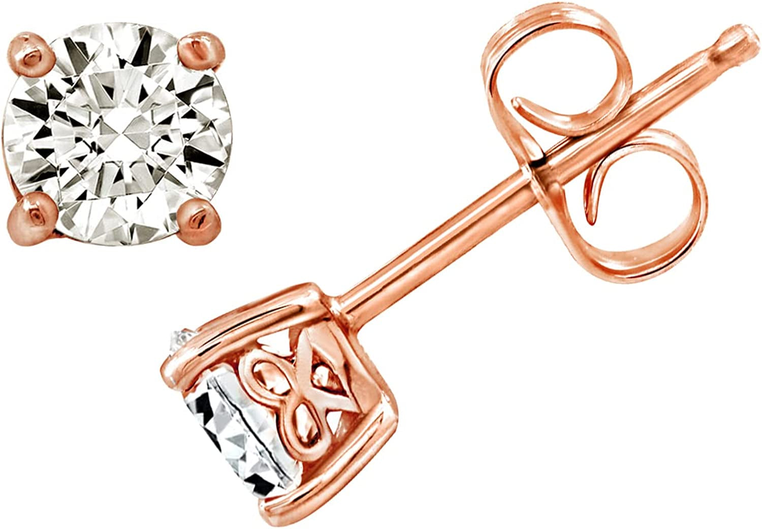 Collection Platinum or Gold Plated Sterling Silver Round-Cut Stud Earrings Made with Infinite Elements Zirconia Apparel & Accessories > Jewelry > Earrings Amazon Collection Rose-gold-plated 1 cttw