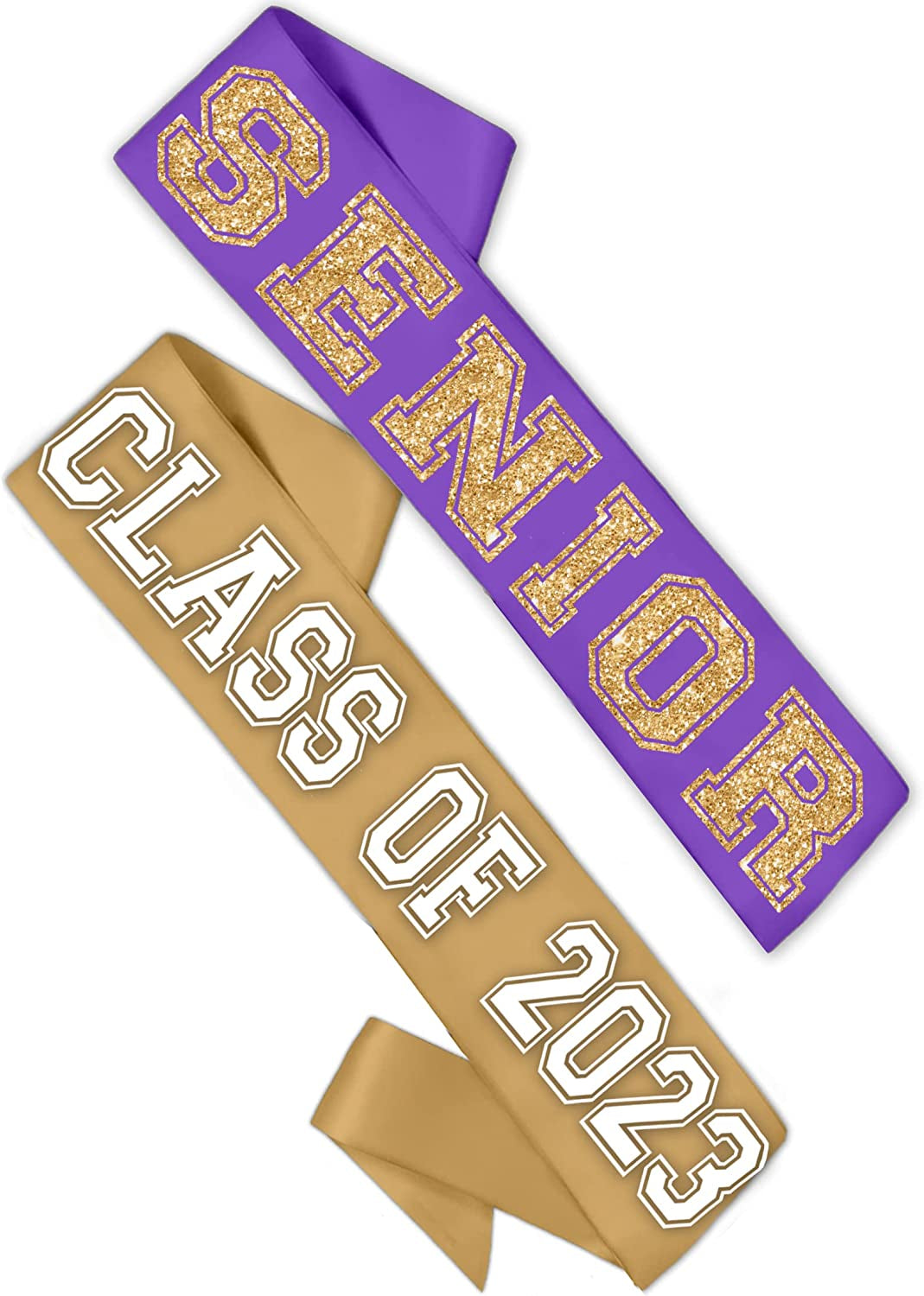 Rhinestonesash Senior Silver Glitter Purple Premium Quality Purple Satin Sash - Senior Night Supplies and Gifts - Purple Sash(Senior) Pur Apparel & Accessories > Clothing Accessories > Sashes RhinestoneSash 2 Piece Set - Purple (Senior) & Gold (Class Of)