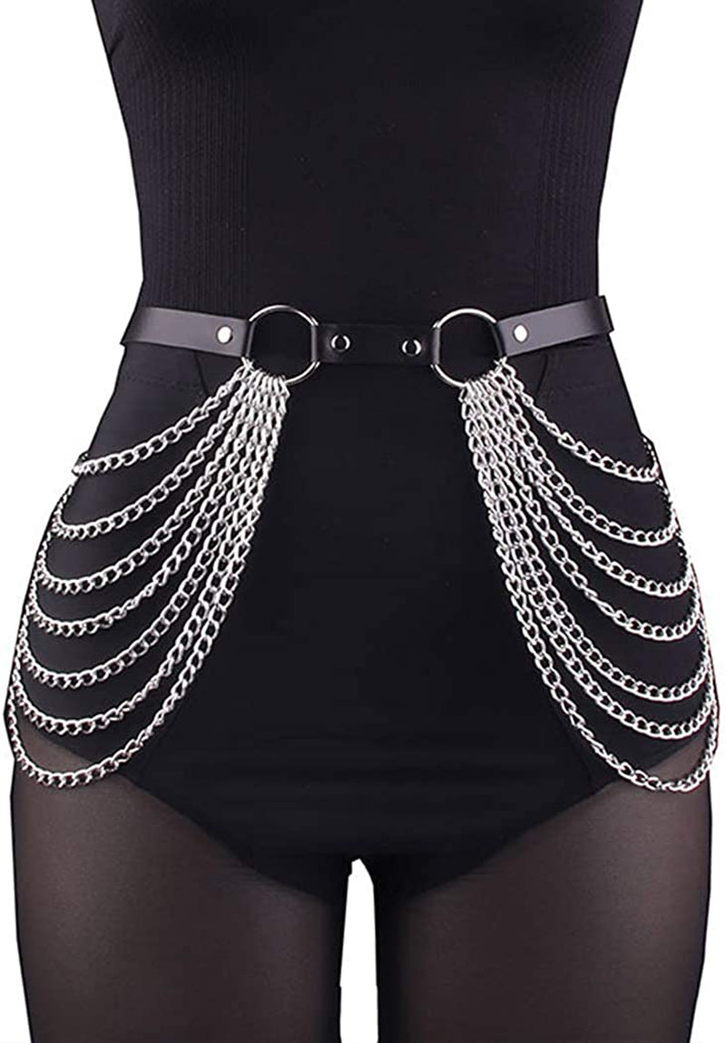 Brishow Punk Waist Chain Belt Leather Layered Belly Body Chains Party Body Jewelry Accessories for Women and Girls Apparel & Accessories > Jewelry > Body Jewelry Brishow