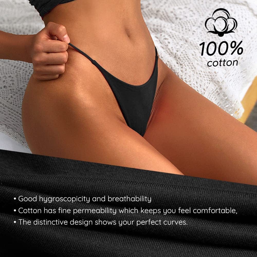 Chahoo Sexy Underwear for Women Thong Low Rise G-String Panties 5-Pack Low Waist T Back String Underpants Gift for Women