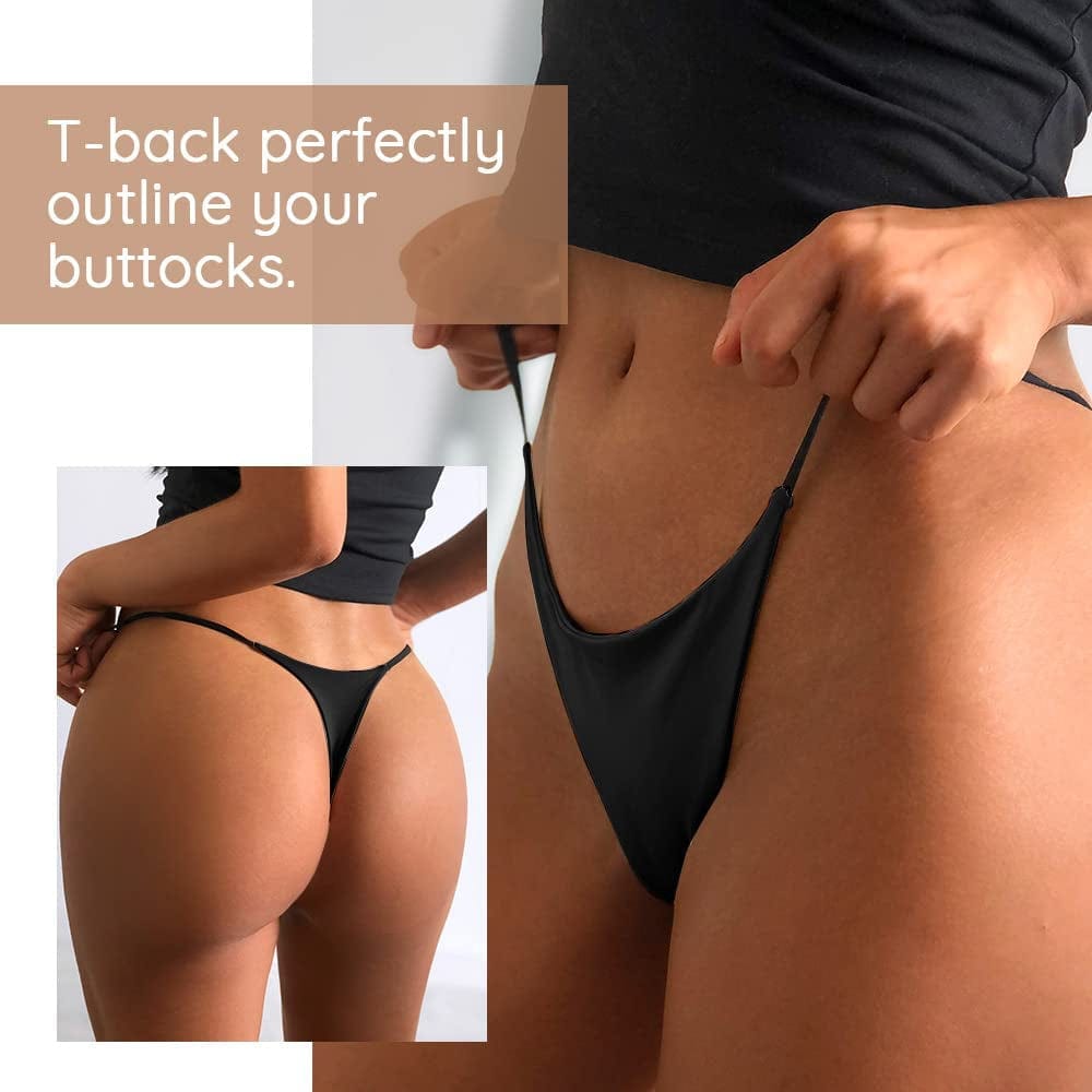 Chahoo Sexy Underwear for Women Thong Low Rise G-String Panties 5-Pack Low Waist T Back String Underpants Gift for Women