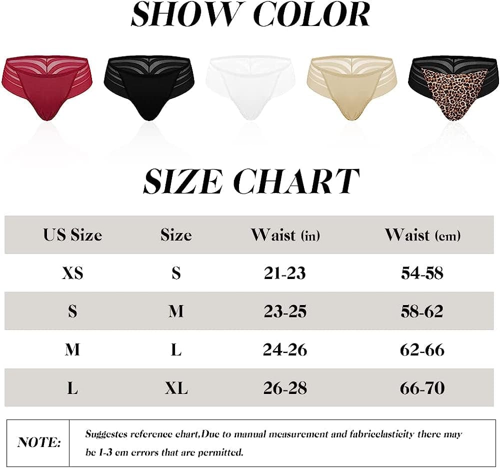 Chahoo Womens Thong Underwear, Sexy Low Rise Panties Seamless G-String T Back Lace Thongs, 5-Pack No Show Thongs for Women