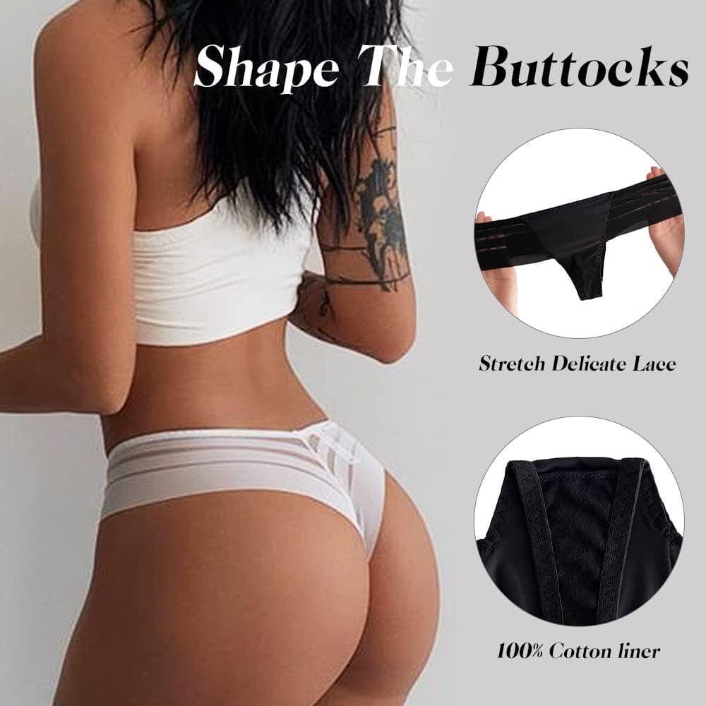 Chahoo Womens Thong Underwear, Sexy Low Rise Panties Seamless G-String T Back Lace Thongs, 5-Pack No Show Thongs for Women