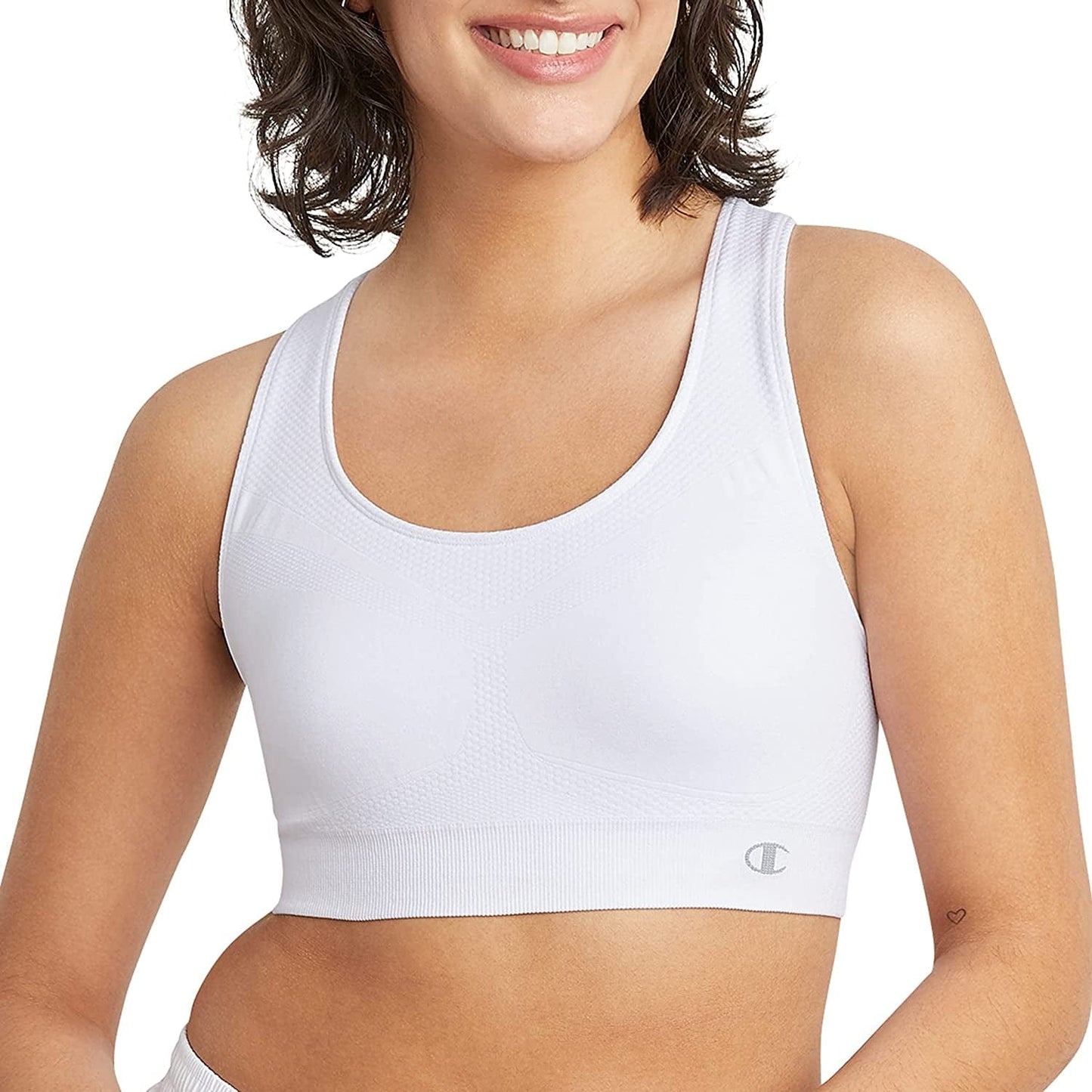 Champion Women'S Infinity Racerback Sports Bra for Women, Moisture-Wicking Sports Bra for Women White / X-Small
