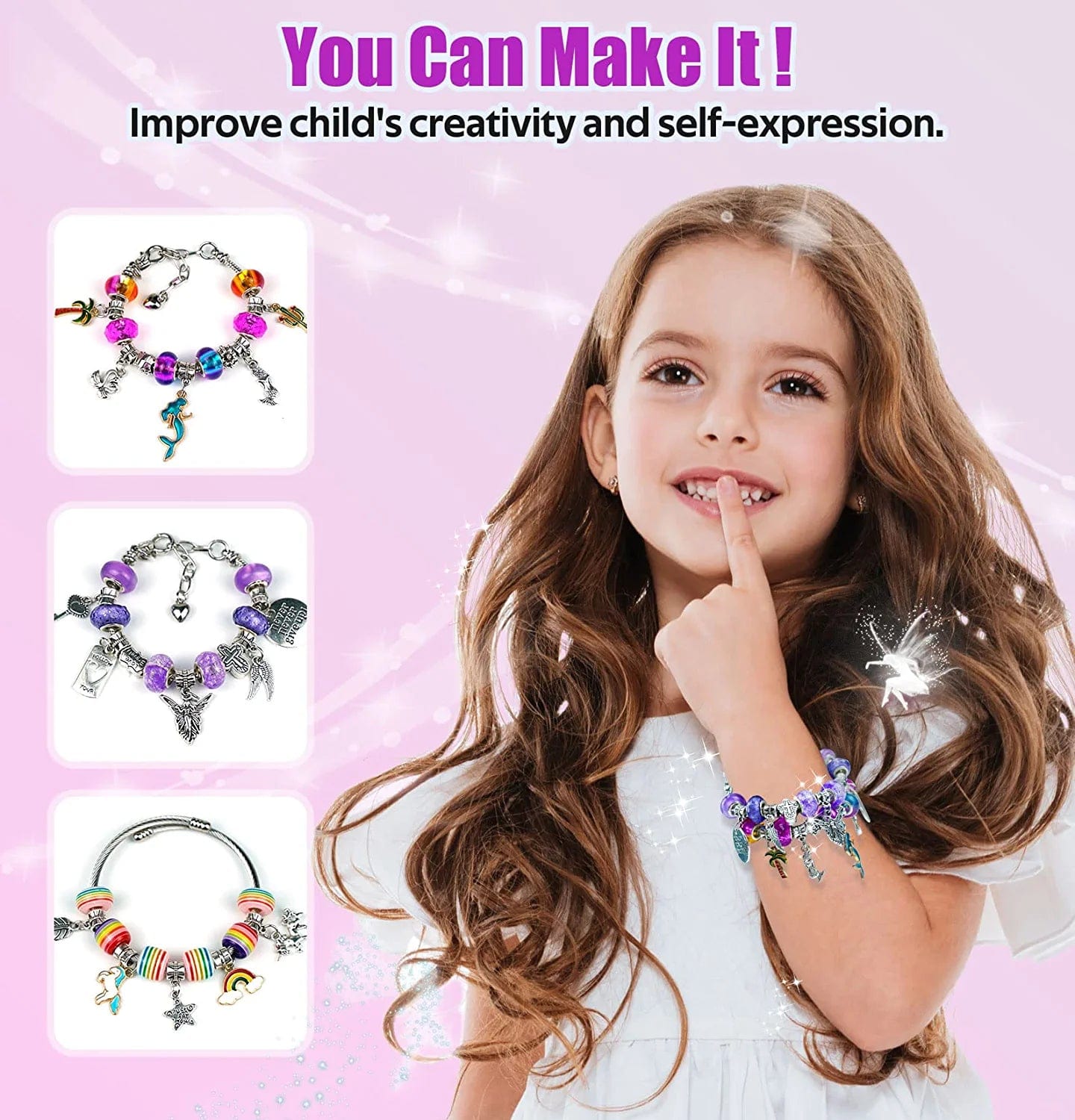 Charm Bracelet Making Kit, 150 Pcs Jewelry Making Supplies Including European Beads Charm Pendants Snake Chains, Unicorn Gifts Set for Teen Girls Arts and Crafts for Kids Ages 5 6 7 8 9 10-12