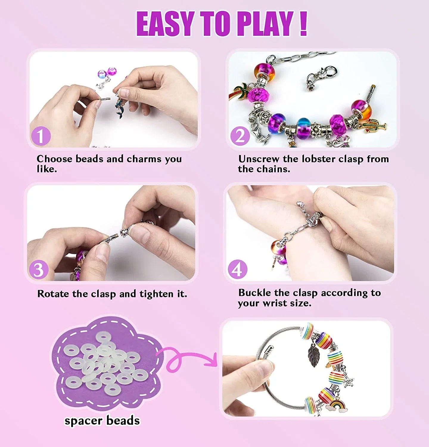 Charm Bracelet Making Kit, 150 Pcs Jewelry Making Supplies Including European Beads Charm Pendants Snake Chains, Unicorn Gifts Set for Teen Girls Arts and Crafts for Kids Ages 5 6 7 8 9 10-12