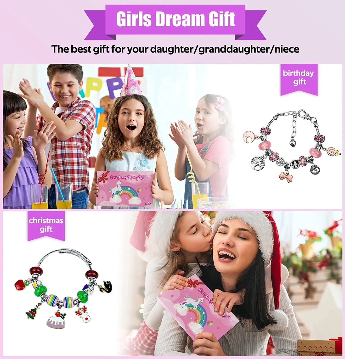 Charm Bracelet Making Kit, 150 Pcs Jewelry Making Supplies Including European Beads Charm Pendants Snake Chains, Unicorn Gifts Set for Teen Girls Arts and Crafts for Kids Ages 5 6 7 8 9 10-12