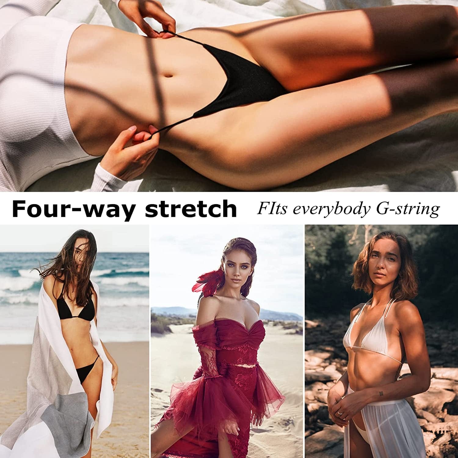 Chelectnis G String Thongs for Women Pack Low Rise String Bikini Panties Women Underwear Thong 5Pack T Back Tangas