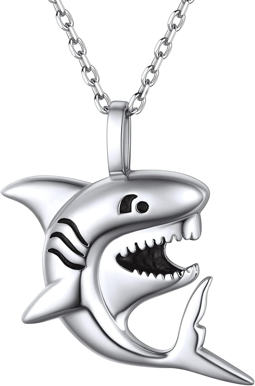Chicsilver 925 Sterling Silver Cat/Shark/Hedgehog Pendant Necklace Cute Animal Jewelry for Women Teen Girls C: Shark