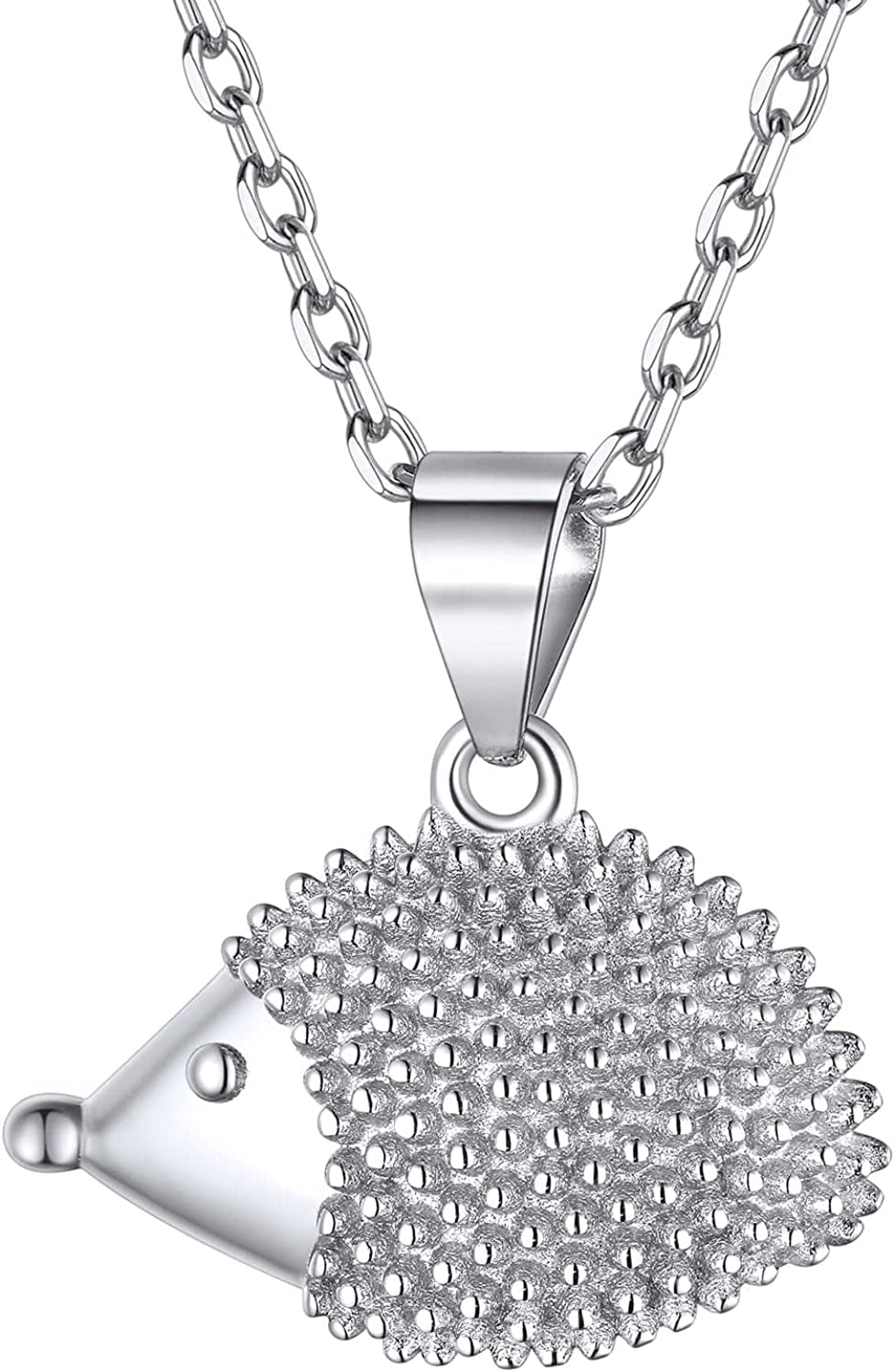 Chicsilver 925 Sterling Silver Cat/Shark/Hedgehog Pendant Necklace Cute Animal Jewelry for Women Teen Girls D: Hedgehog