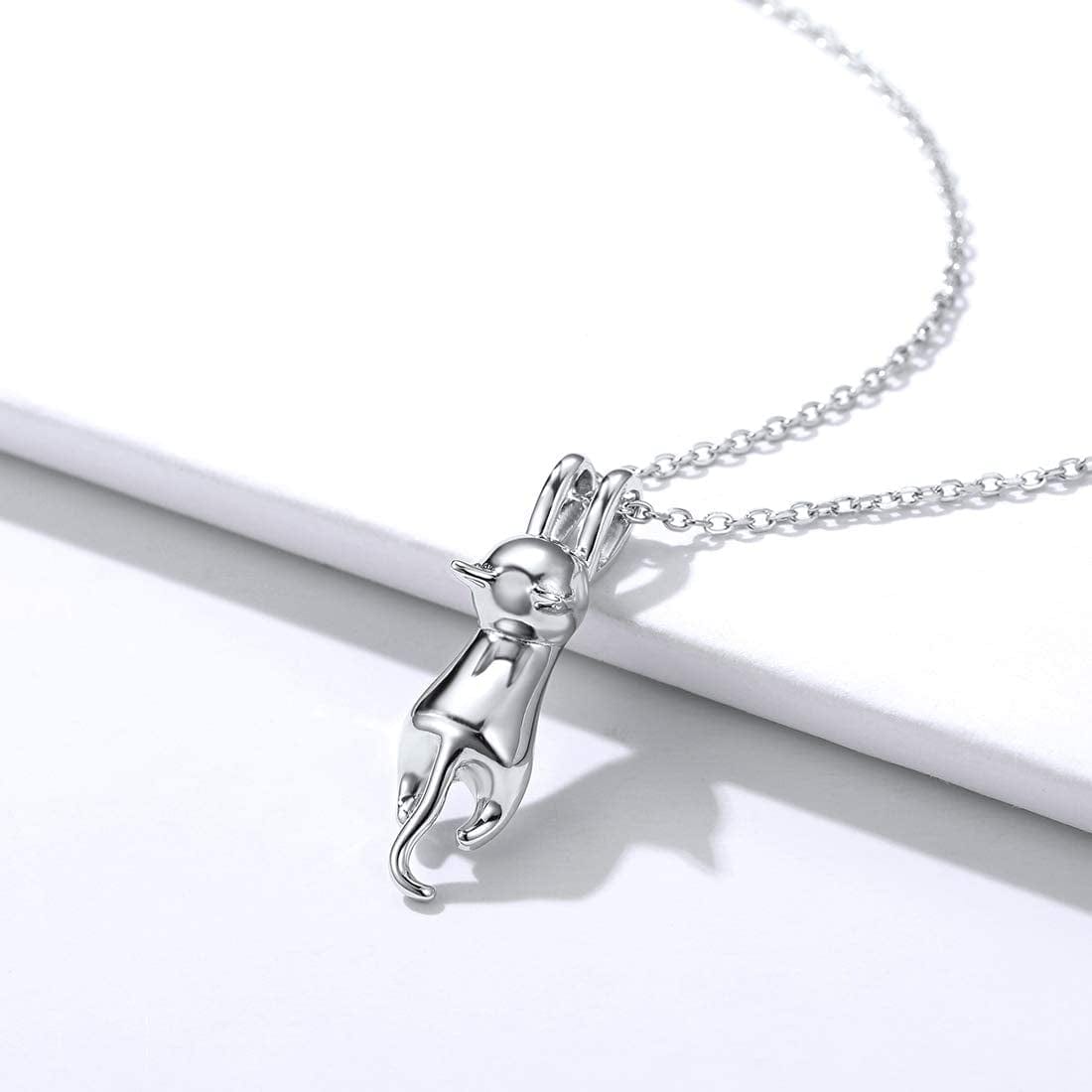 Chicsilver 925 Sterling Silver Cat/Shark/Hedgehog Pendant Necklace Cute Animal Jewelry for Women Teen Girls