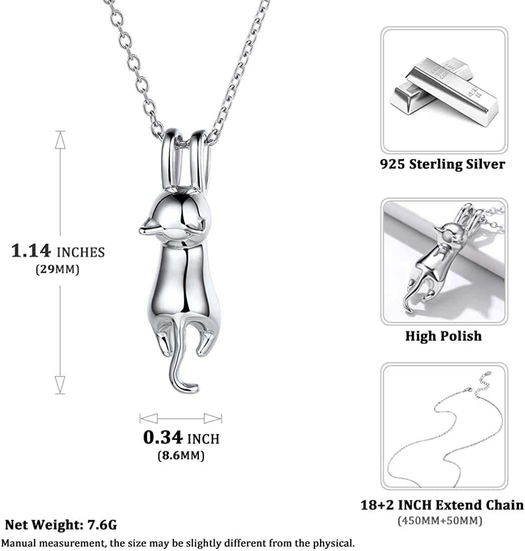 Chicsilver 925 Sterling Silver Cat/Shark/Hedgehog Pendant Necklace Cute Animal Jewelry for Women Teen Girls