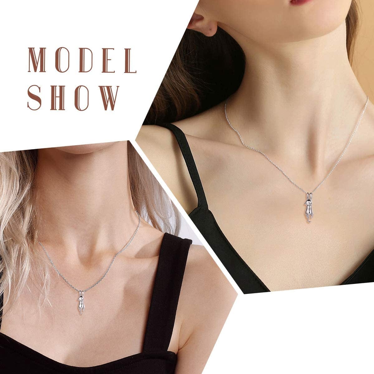 Chicsilver 925 Sterling Silver Cat/Shark/Hedgehog Pendant Necklace Cute Animal Jewelry for Women Teen Girls