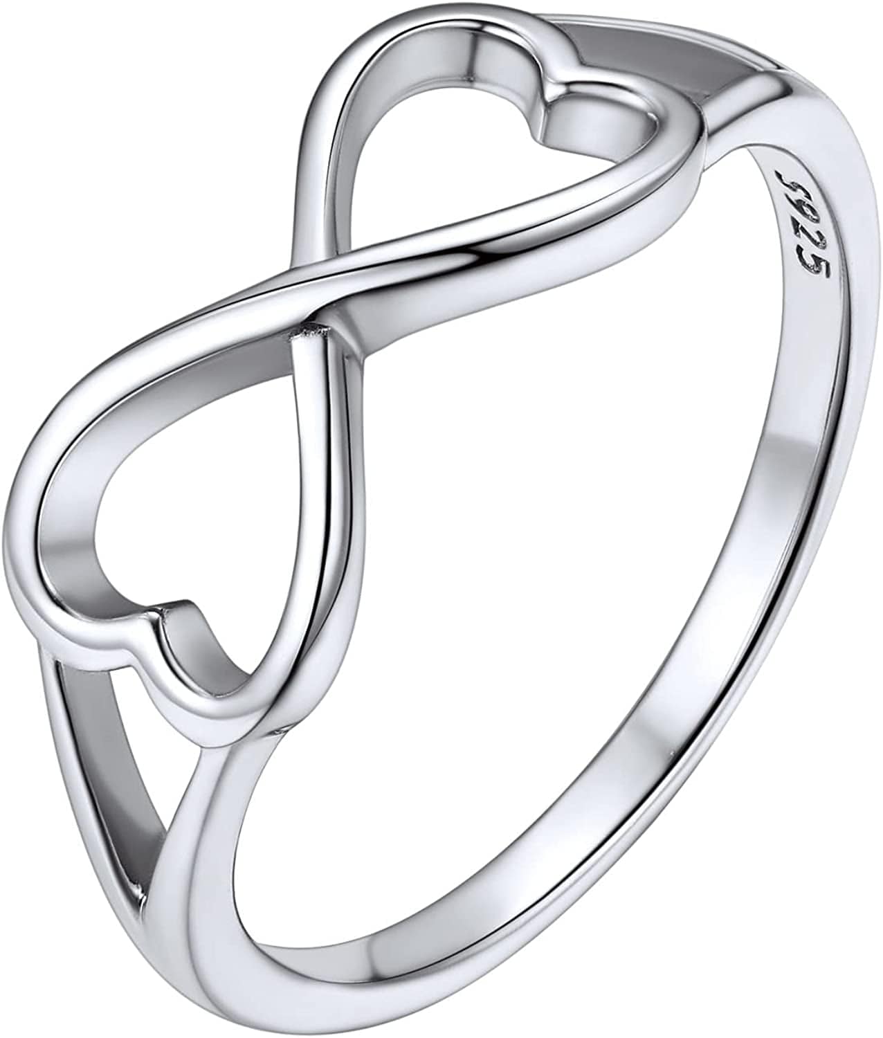 Chicsilver Personalized 925 Sterling Silver Ring Simple Infinity Knot Rings Custom Engraved Eternity Wedding Band Promise Rings Size 4-12 Heart Infinity-Silver / 11