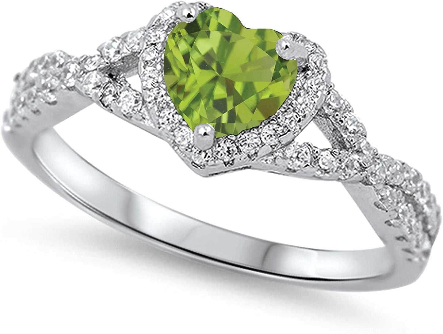 CHOOSE YOUR COLOR Sterling Silver Heart Halo Promise Ring
