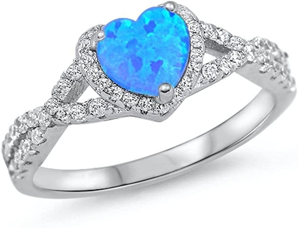 CHOOSE YOUR COLOR Sterling Silver Heart Halo Promise Ring