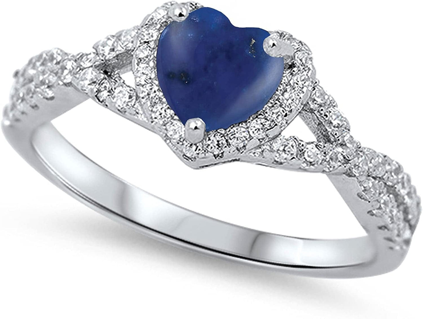 CHOOSE YOUR COLOR Sterling Silver Heart Halo Promise Ring