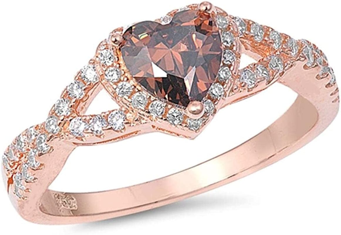 CHOOSE YOUR COLOR Sterling Silver Heart Halo Promise Ring