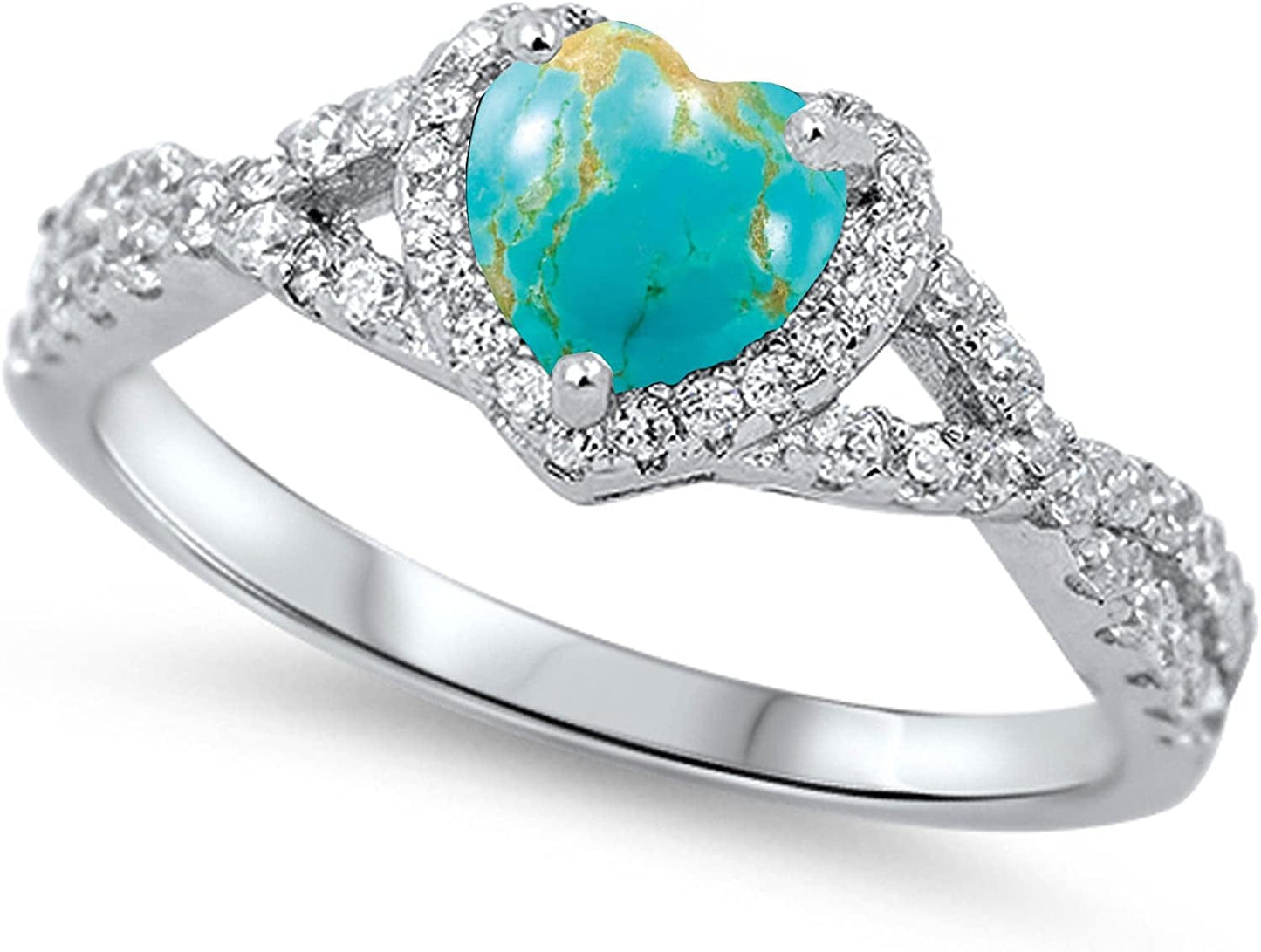 CHOOSE YOUR COLOR Sterling Silver Heart Halo Promise Ring