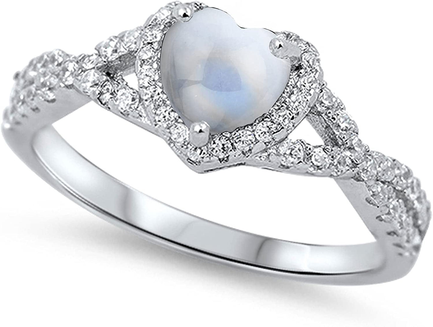 CHOOSE YOUR COLOR Sterling Silver Heart Halo Promise Ring