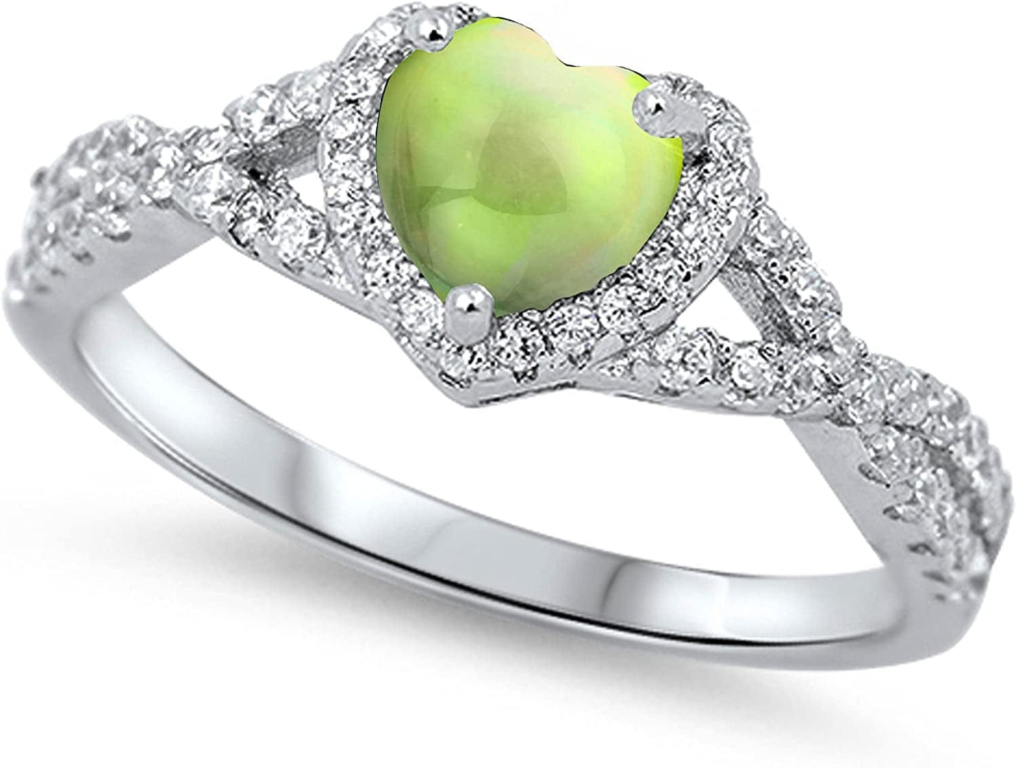 CHOOSE YOUR COLOR Sterling Silver Heart Halo Promise Ring