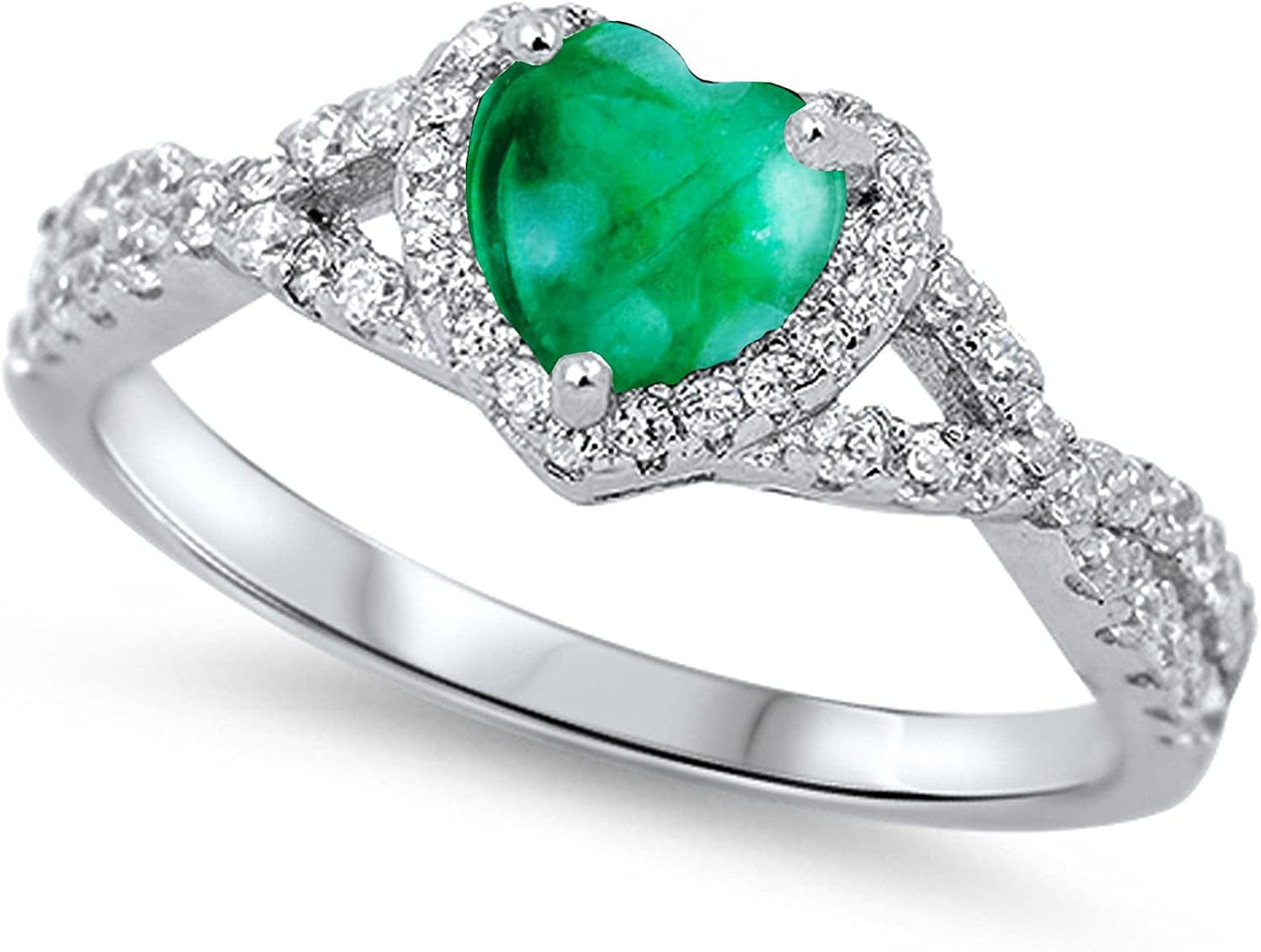 CHOOSE YOUR COLOR Sterling Silver Heart Halo Promise Ring