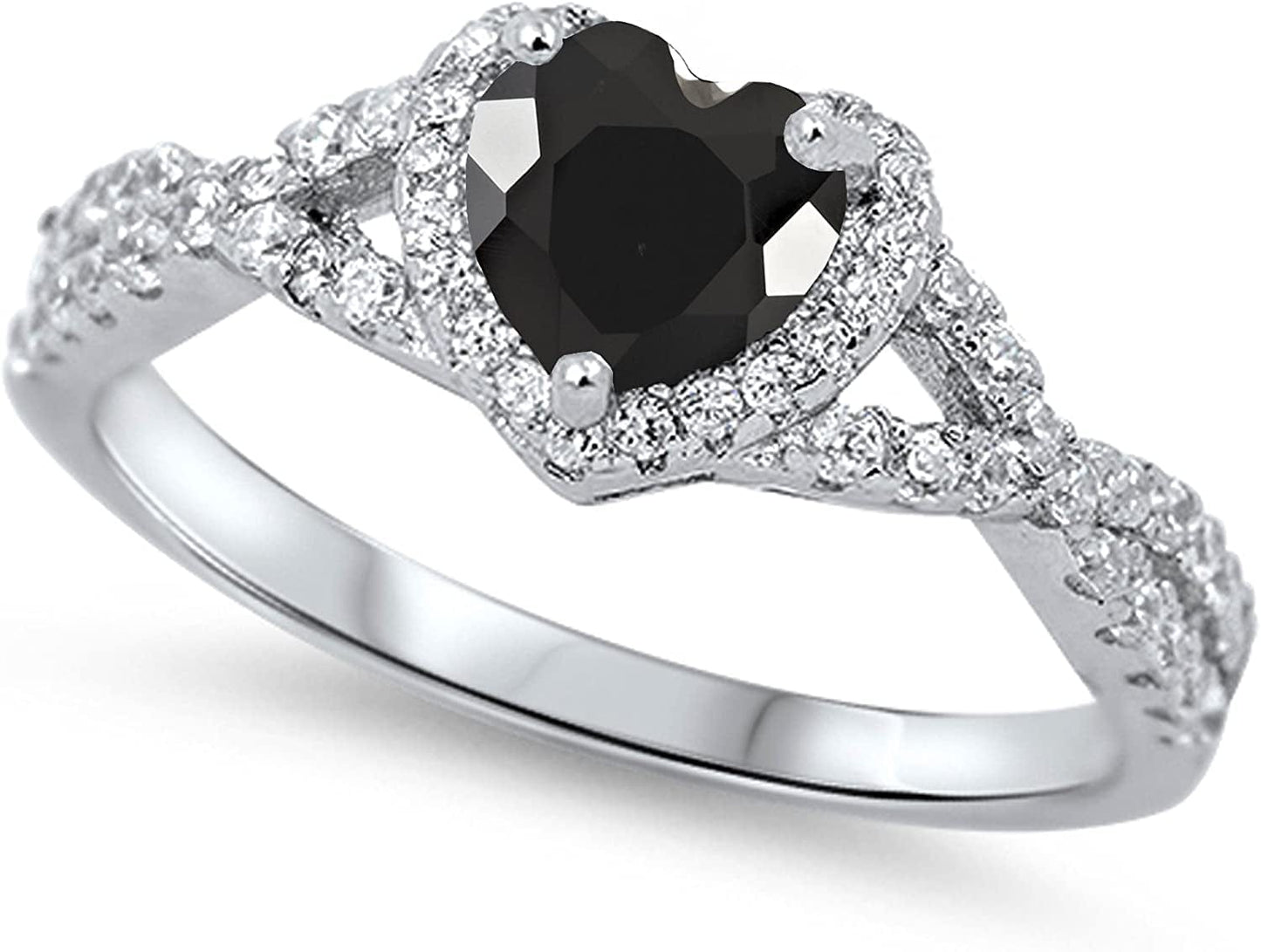 CHOOSE YOUR COLOR Sterling Silver Heart Halo Promise Ring