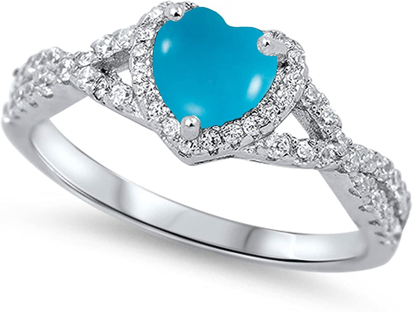 CHOOSE YOUR COLOR Sterling Silver Heart Halo Promise Ring