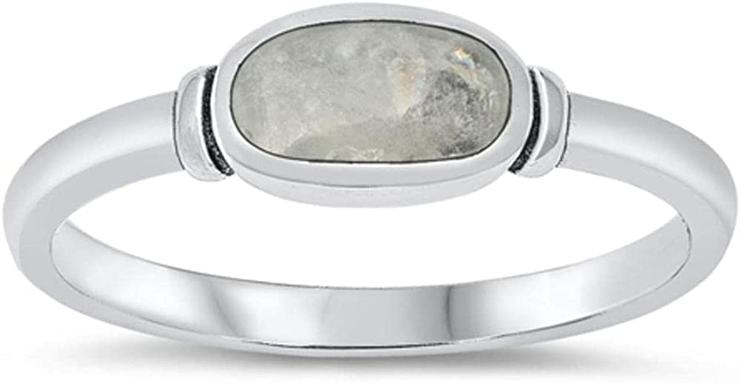 CHOOSE YOUR COLOR Sterling Silver Oval Ring Simulated Moonstone / 5