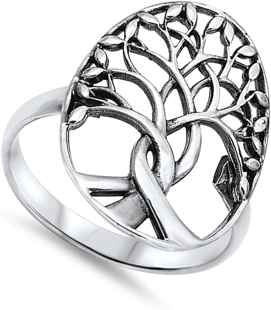 CHOOSE YOUR COLOR Sterling Silver Tree of Life Ring