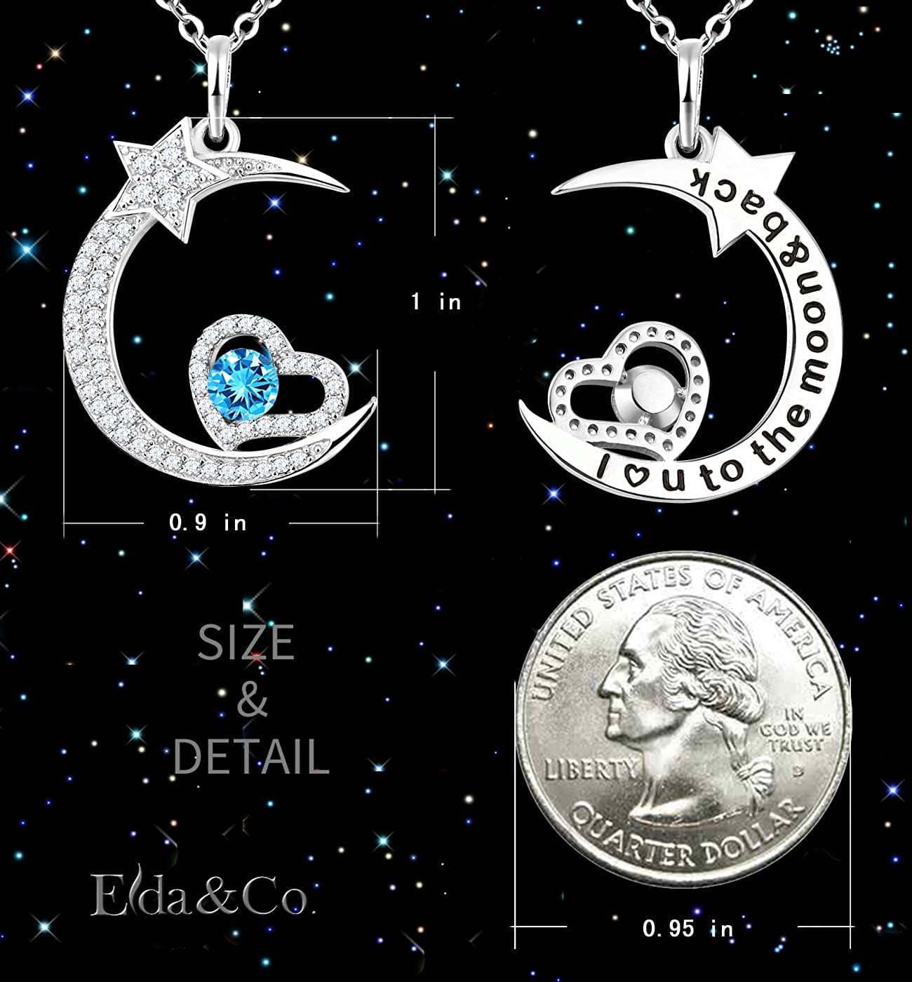 Christmas Birthday Gifts for Her December Birthstone Necklace Blue Topaz Jewelry I Love You to the Moon and Back Moon Shooting Star Jewelry Sterling Silver