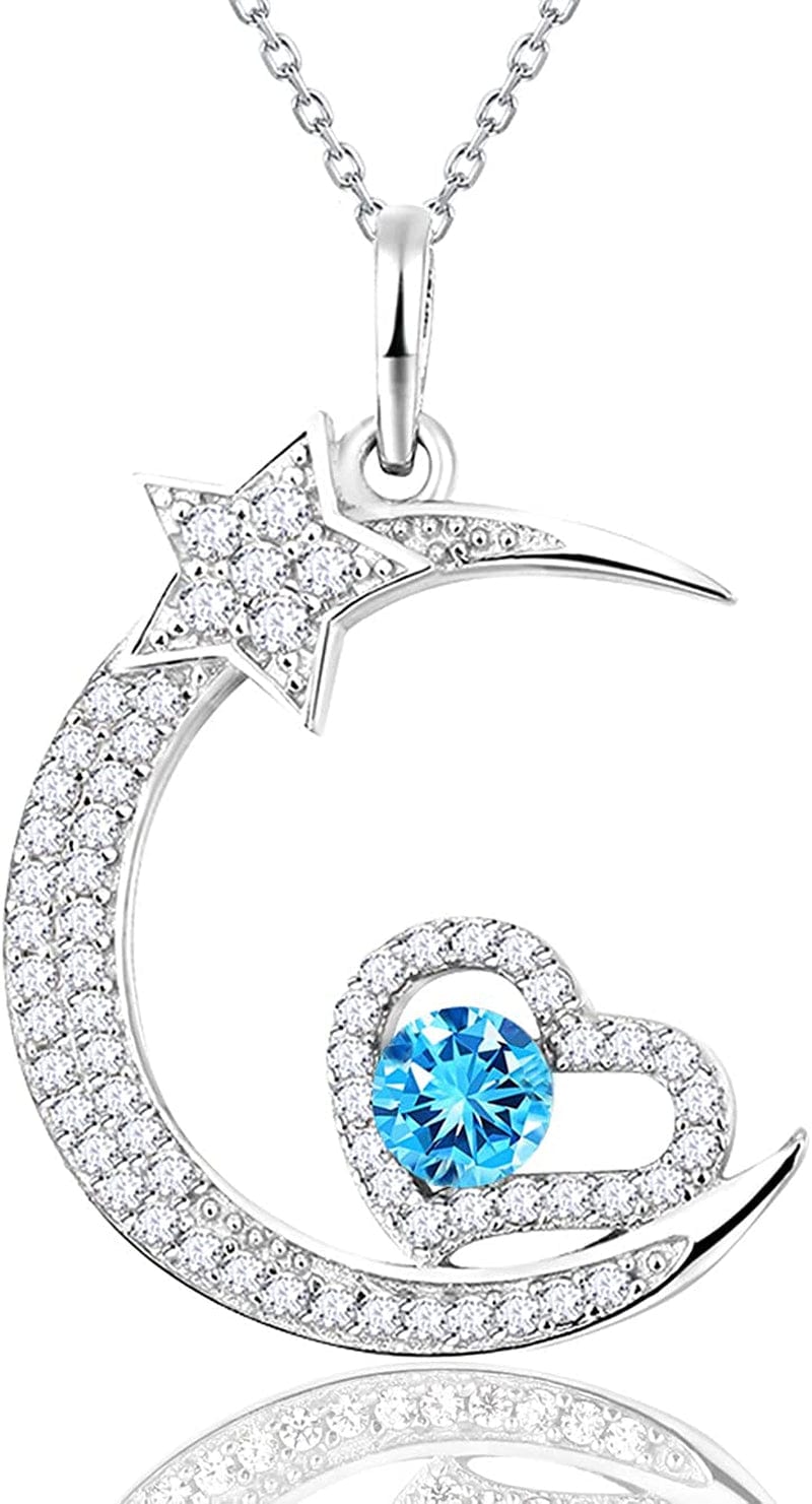 Christmas Birthday Gifts for Her December Birthstone Necklace Blue Topaz Jewelry I Love You to the Moon and Back Moon Shooting Star Jewelry Sterling Silver A December Birthstone Blue Topaz Necklace