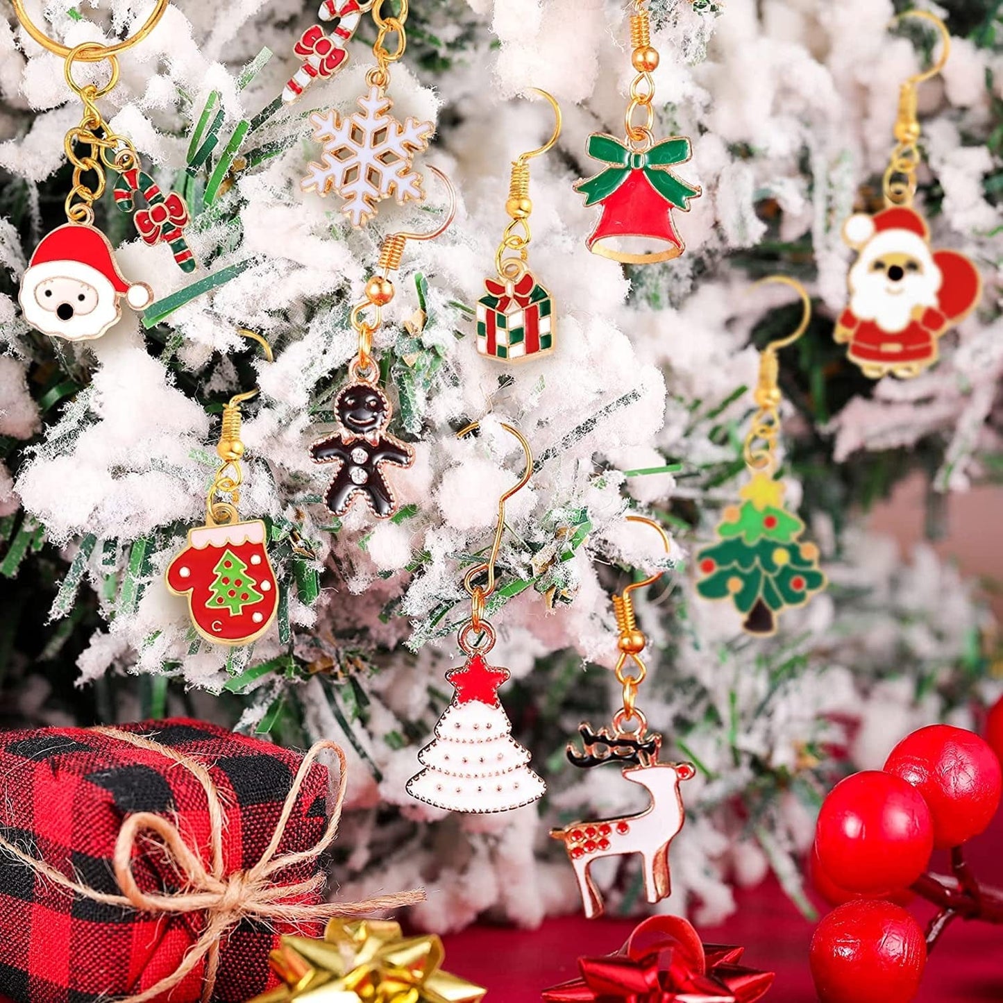 Christmas Charms DIY Xmas Pendant Assorted Styles Enameled Charms for Jewelry Making Alloy Christmas Theme Charms for Earring Necklace Bracelet Key Chain Supplies (66 Pieces) 66