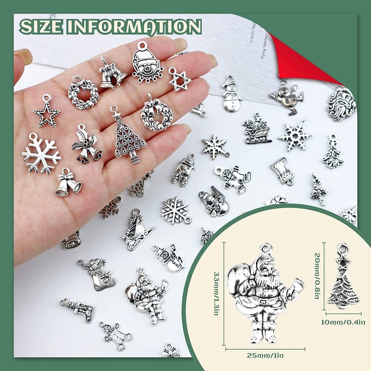 Christmas Charms, Wholesale Bulk Lots Christmas Charm Mixed Tibetan Silver Metal Beads Pendants DIY for Necklace Bracelet Jewelry Making Crafting and Christmas Ornaments