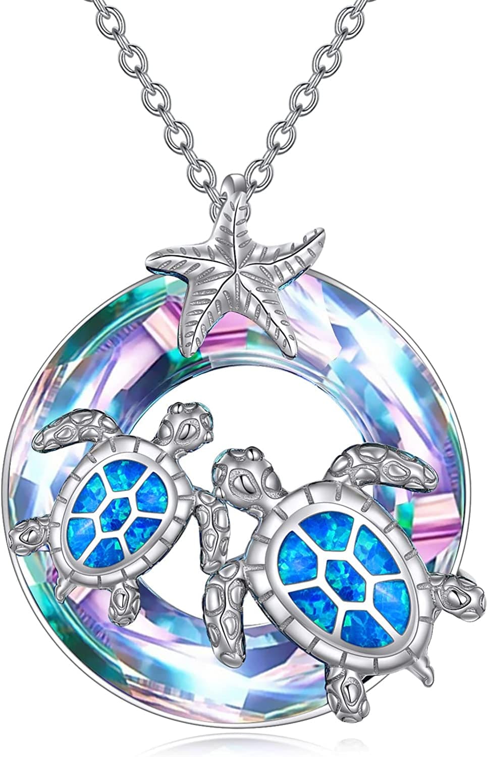 Christmas Gifts for Women Sea Turtle Tortoise Necklaces Sterling Silver Sea Crystal Pendant Necklaces Ocean Jewellery for Women Wife Gifts Purple-2