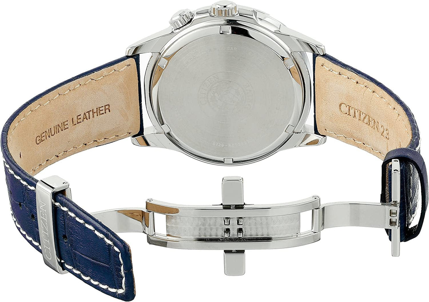 Citizen Men'S Eco-Drive Classic Calendrier Watch, Stainless Steel Blue Strap, White Dial