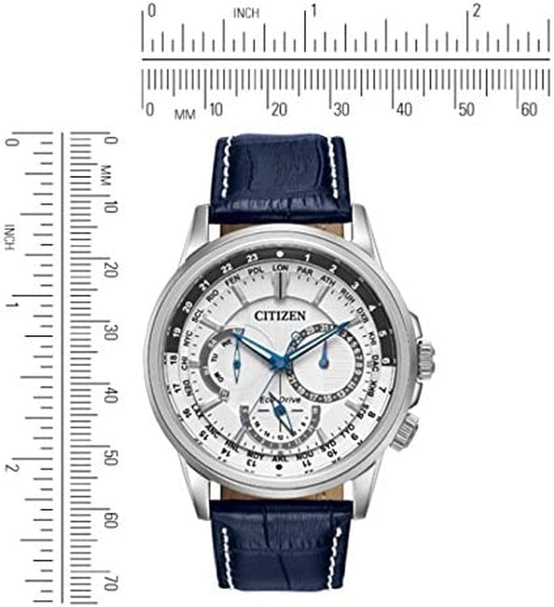 Citizen Men'S Eco-Drive Classic Calendrier Watch, Stainless Steel Blue Strap, White Dial