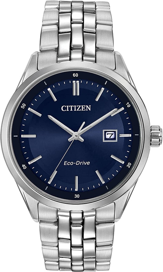 Citizen Men'S Eco-Drive Corso Classic Watch in Stainless Steel, Blue Dial (Model: BM7251-53L)