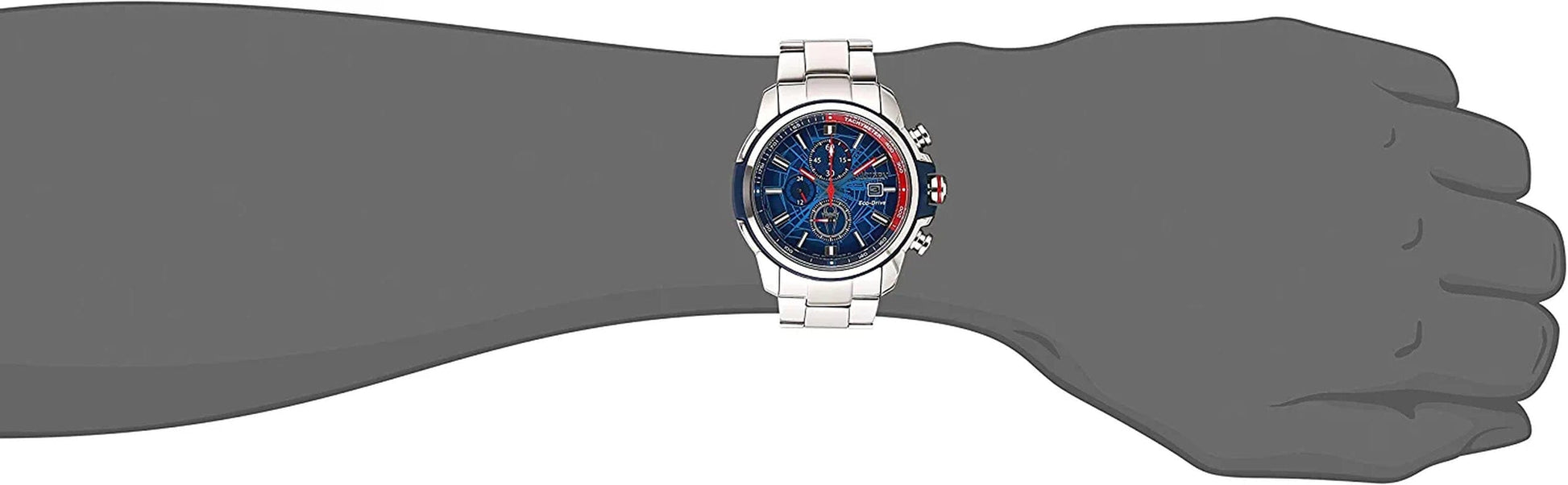 Citizen Men'S Eco-Drive Marvel Spider Man Watch in Stainless Steel, Spider Man Art Blue and Red Dial (Model: CA0429-53W)