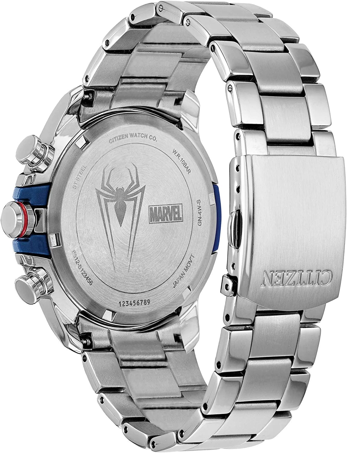 Citizen Men'S Eco-Drive Marvel Spider Man Watch in Stainless Steel, Spider Man Art Blue and Red Dial (Model: CA0429-53W)